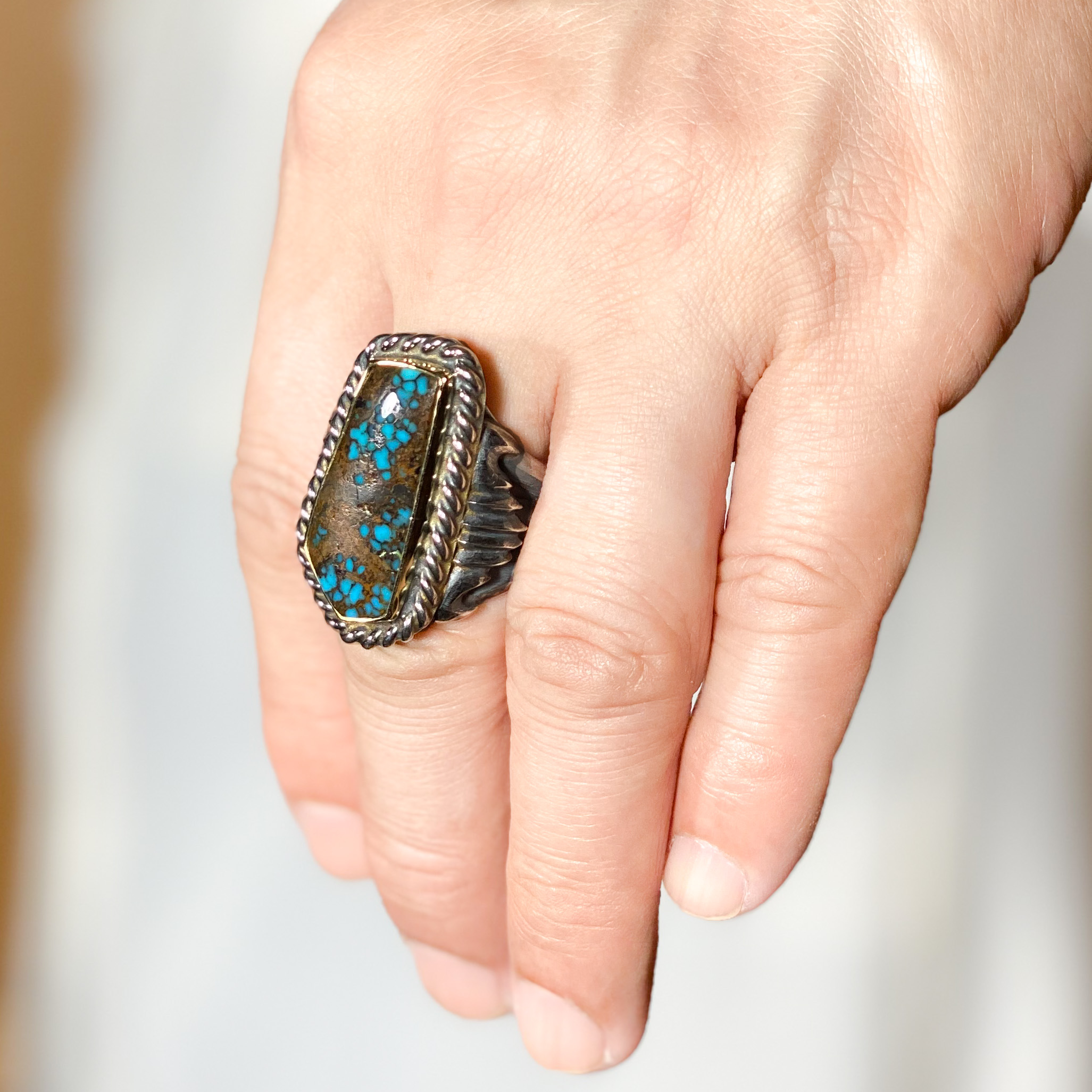 Paiute Turquoise K18-bezel Original ring 274 | ターコイズ・メンズ 