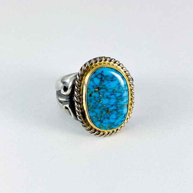 Paiute Turquoise K18-bezel Original ring 274 | ターコイズ