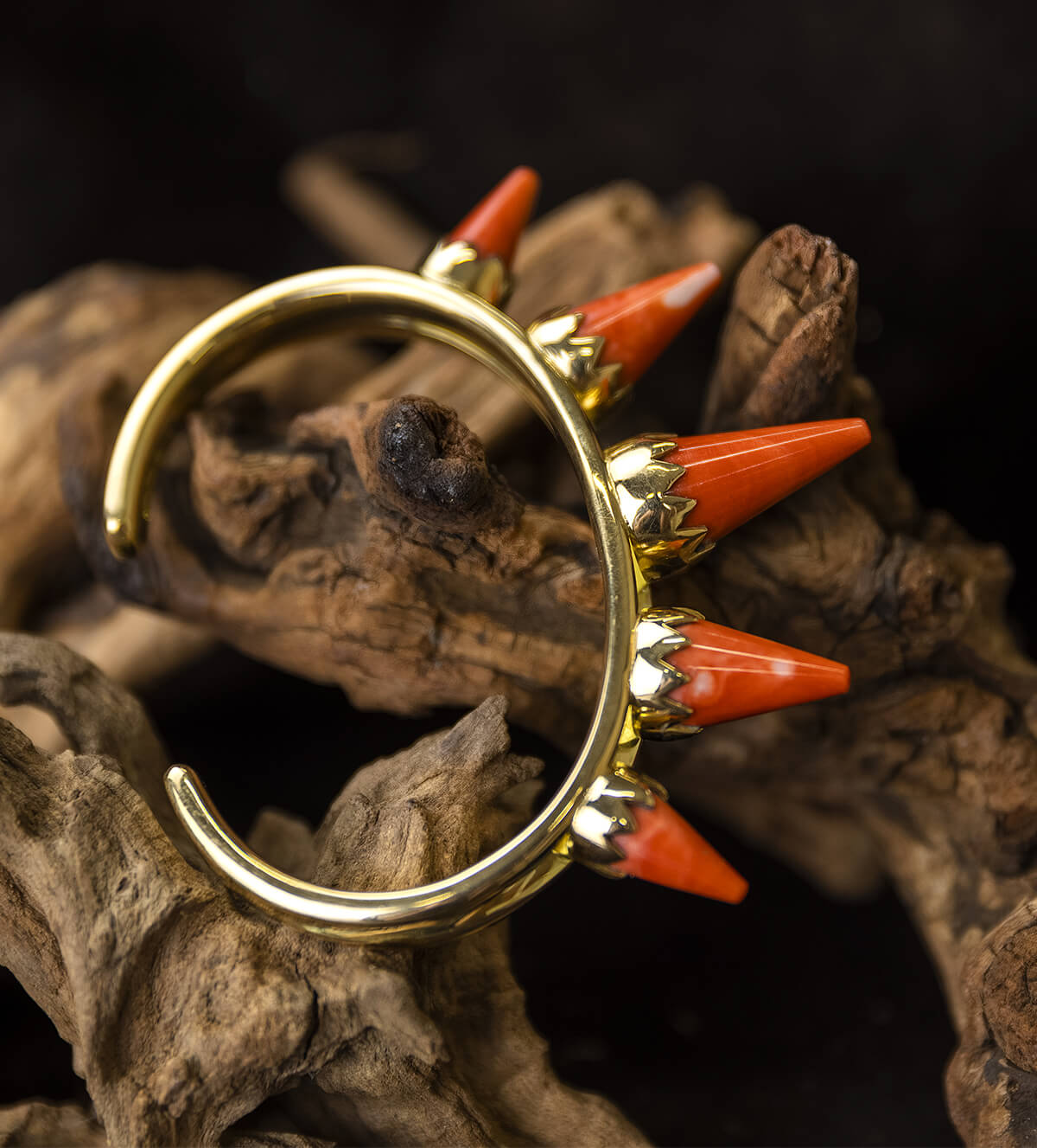 Yasutomo Kodera Japanese pink coral k18 gold bangle 019